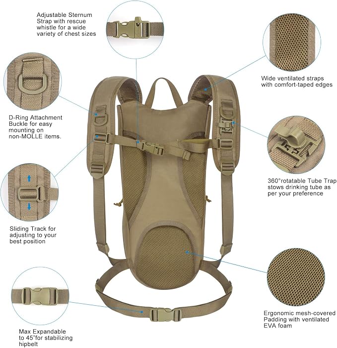 Unigear Tactical Hydration Packs Backpack 1050D - Image 3