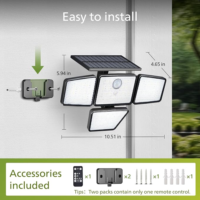 Philips Solar Security Light Outdoor, 196 LED Wall-Mounted Flood Light w/PIR - Image 3