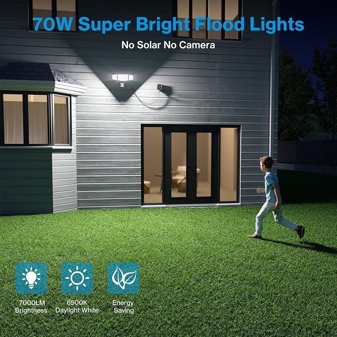 Olafus 70W Motion Sensor Outdoor Light Plug in, Motion Flood Light Dusk to Dawn - Image 4