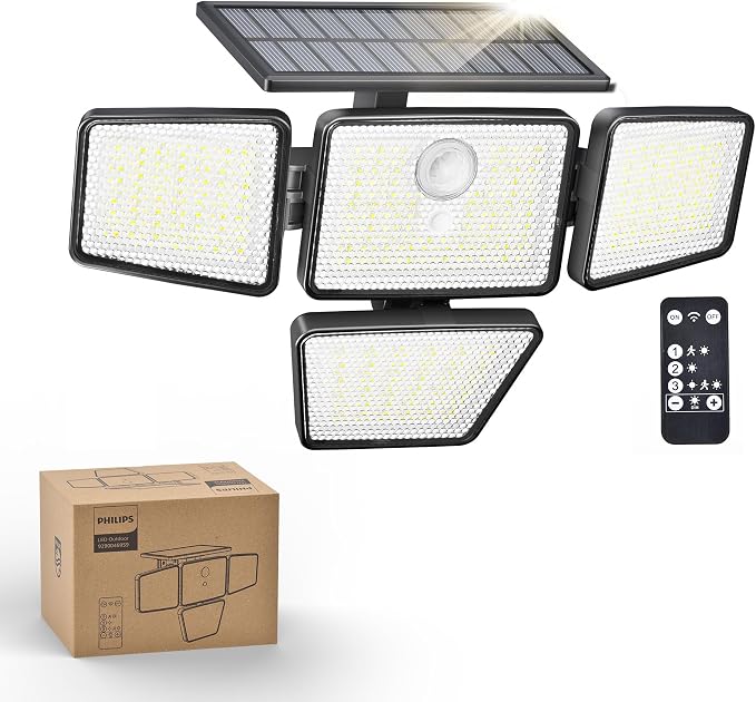 Philips Solar Security Light Outdoor, 196 LED Wall-Mounted Flood Light w/PIR by PhilipsLightingLED