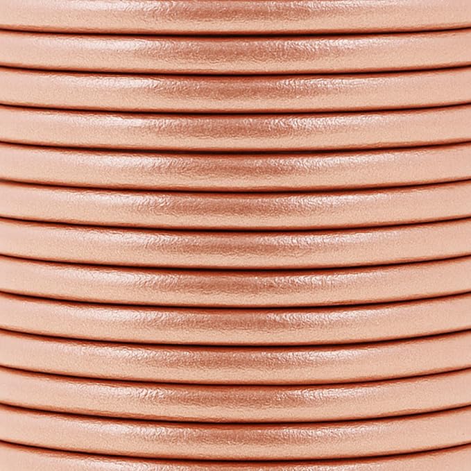 Mandala Crafts Round Genuine Rose Gold Leather Cord - Image 3