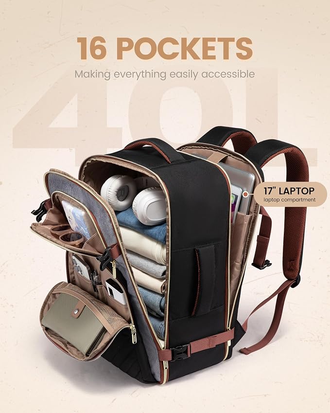 LOVEVOOK Travel Backpack Carry on Flight Approved 40L, Waterproof TSA Travel - Image 4