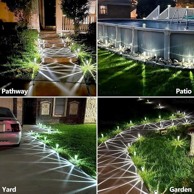 DenicMic Solar Lights Outdoor 10 Pack Waterproof 6000K Cold White LED Stainless - Image 4