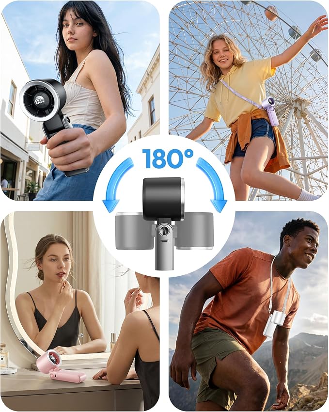 Gaiatop Portable Handheld Turbo Fan, 15 Hrs Cooling, 180° Foldable 4-in-1 Hand - Image 5