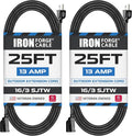 Iron Forge Cable 2 Pack 25 Ft Black Extension Cord, 25 Foot Extension Cord by IronForgeCable