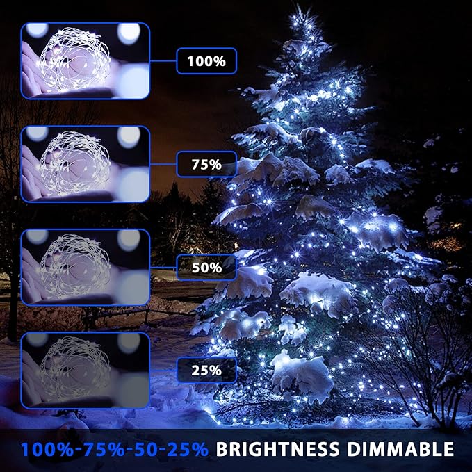 JMEXSUSS 2 Pack Solar Christmas Lights Outdoor Waterproof, 100 LED 33ft White - Image 5