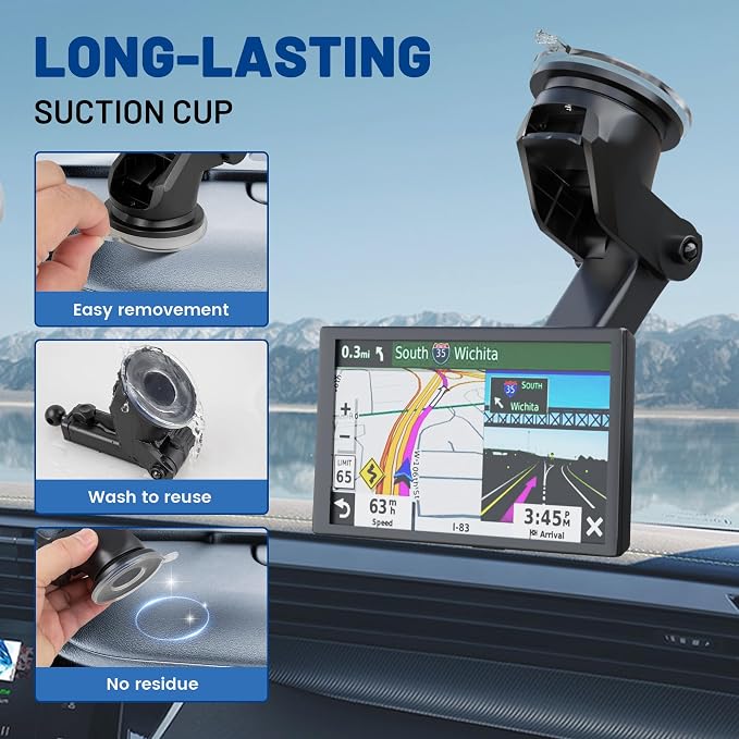 EWAY 2PCS for Garmin GPS Mount w/Telescopic Extension Arm, Replacement Dash - Image 7