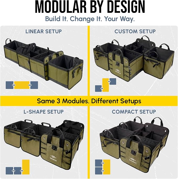 5-Section Extra Large Trunk Organizer – Heavy Duty 1680D Oxford, Collapsible & - Image 3