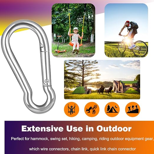 30PCS M5 Heavy Duty Carabiner Clip, 2Inch Snap Hook Quick Link Small Carabiner - Image 4