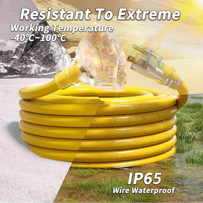 PlugSaf 50 FT 12/3 Gauge Outdoor Extension Cord - Image 5