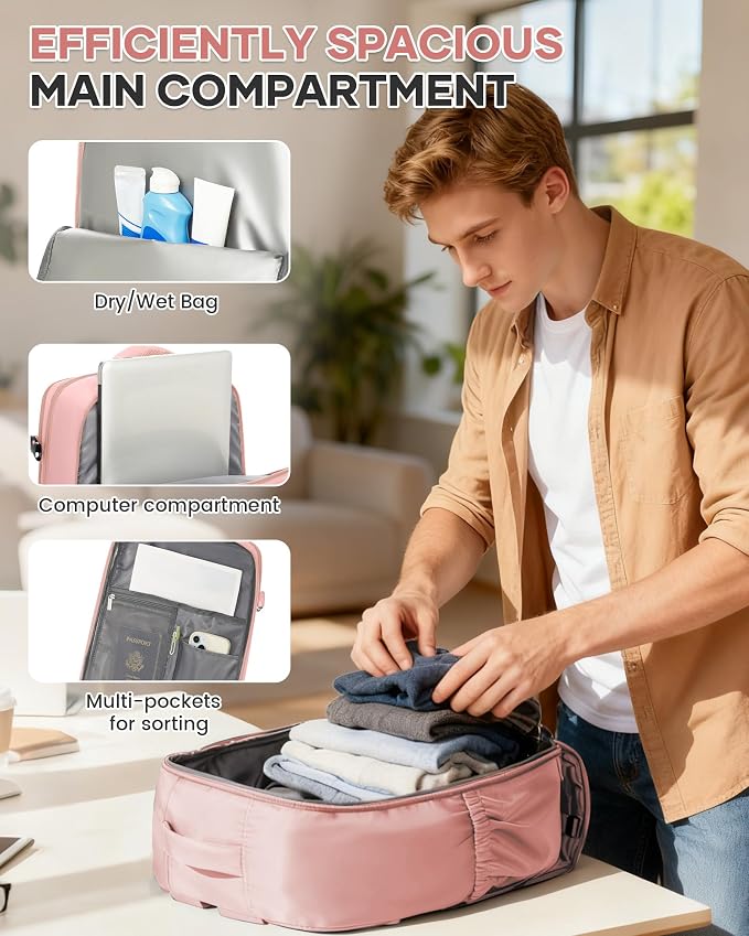 WONHOX Large Travel Backpack Carry on Flight Approved Laptop Work Business - Image 7