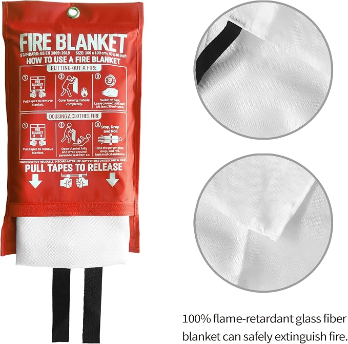 Fire Blanket for Kitchen and Home, Fiberglass Emergency Fire Blanket, 2 Pack - Image 5