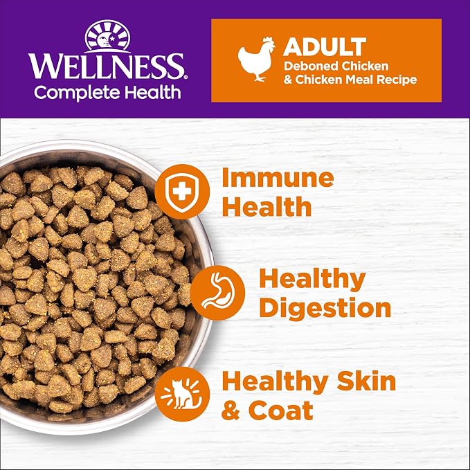 Wellness Complete Health Adult Dry Cat Food, Grain Free Kibble, Chicken Recipe - Image 2