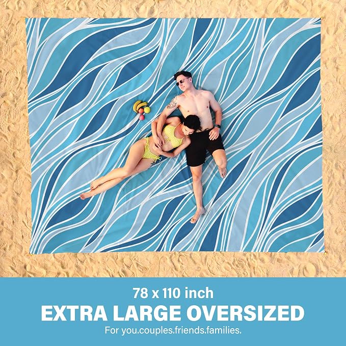 Famstar Beach Blanket Oversized Extra Large78 X 110", Waterproof Sandproof - Image 2