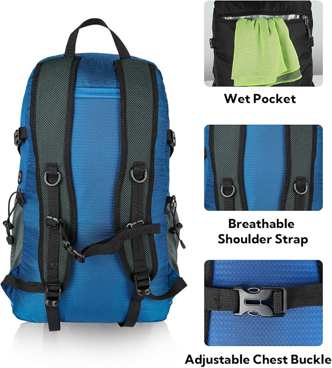 WATERFLY Lightweight Packable Hiking Backpack: 30L Foldable Travel Daypack - Image 5