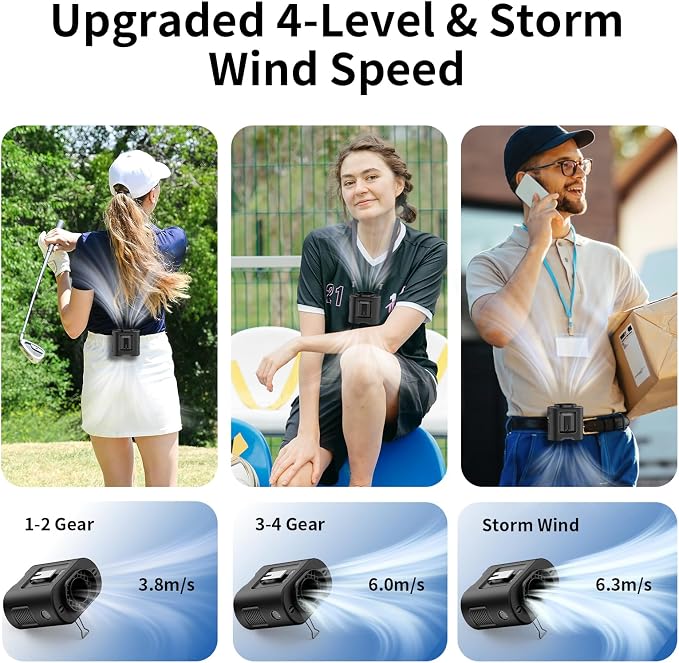Socool 14500mAh Portable Waist Fan Clip on Belt 360 Rotation Wearable - Image 4