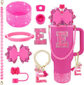 9PCS Hot Pink for Stanley Cup Accessories Set Bling Initials Bow Charms for by Unknown