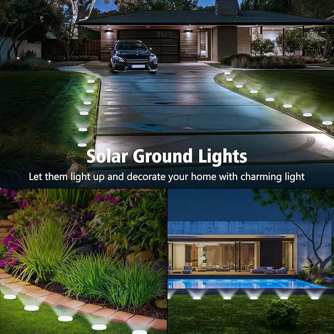 echosari Solar Ground Lights 12 Pack, Upgraded Solar Garden Lights Auto ON/Off - Image 3