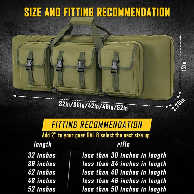 DULCE DOM 32/36/42/48/52 inch Double Rifle Case Soft Gun Bag - Image 6