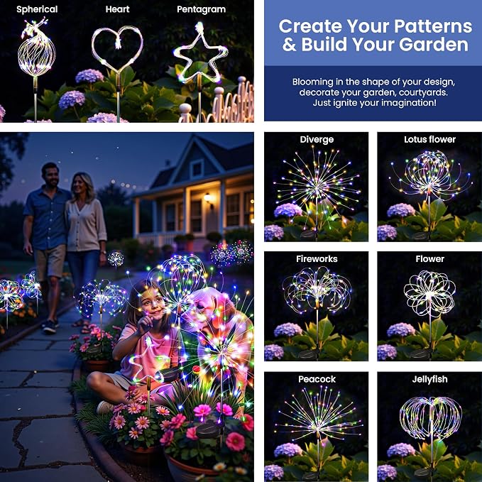 Solar Lights Outdoor, 120LED 8pack Fairy Garden Lights Decor - Image 6