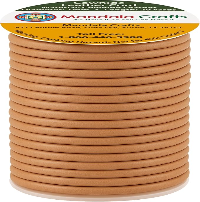 Mandala Crafts Round Genuine Camel Leather Cord - Image 2