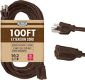 Brown 100' Extension Cord, 16/3 Heavy Duty Cable by Cablectric