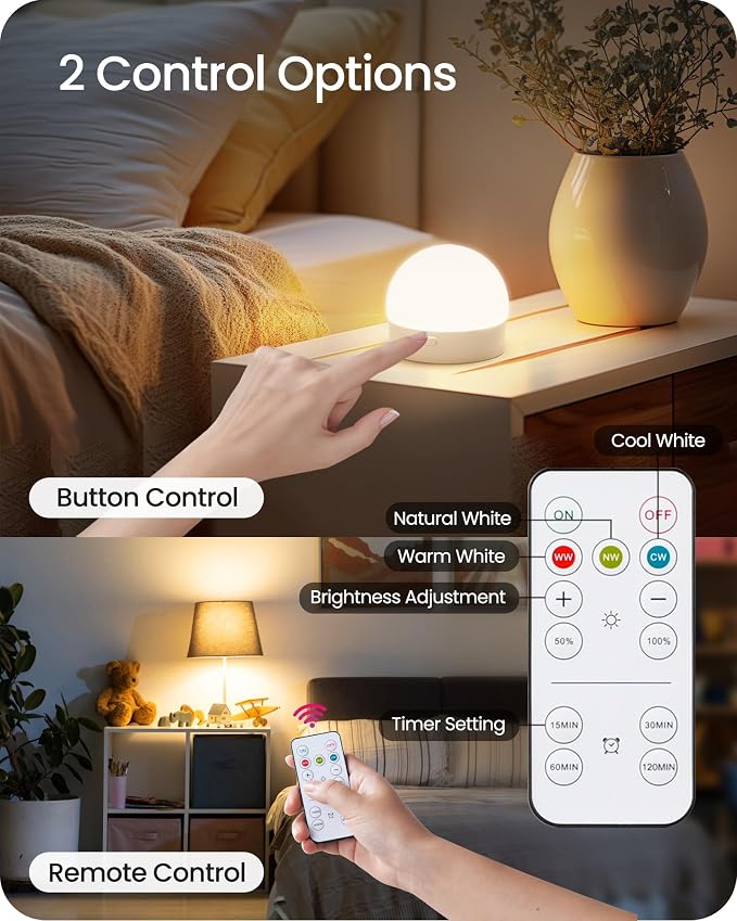 Rechargeable Light Bulbs with Remote Control 4 Packs, Battery Operated Light - Image 4