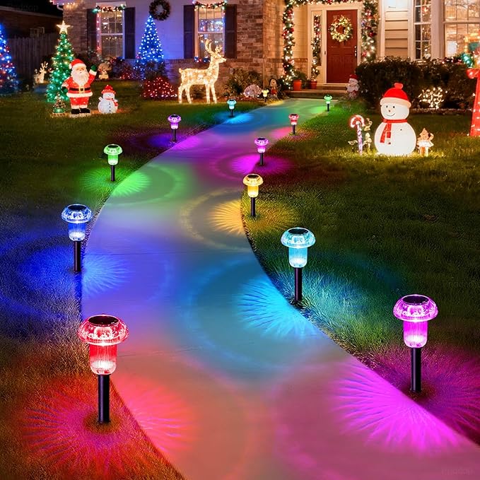 Priddop Solar Lights Outdoor Pathway Waterproof 8 Pack Color Changing LED - Image 9
