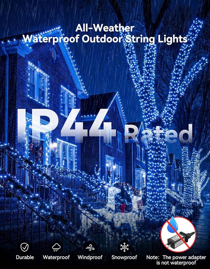LitHome 99FT 300 LED String Lights Outdoor Indoor, 8 Modes Waterproof Christmas - Image 4