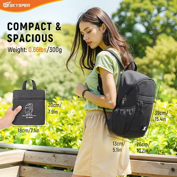 SKYSPER Anti Theft Hiking Backpack, 18L RFID Packable Travel Daypack, - Image 6