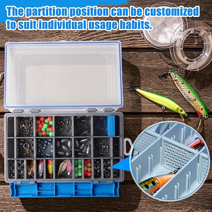 Junkin 6 Pack 3600 Fishing Tackle Boxes Waterproof, High-vis Blue Lure - Image 6