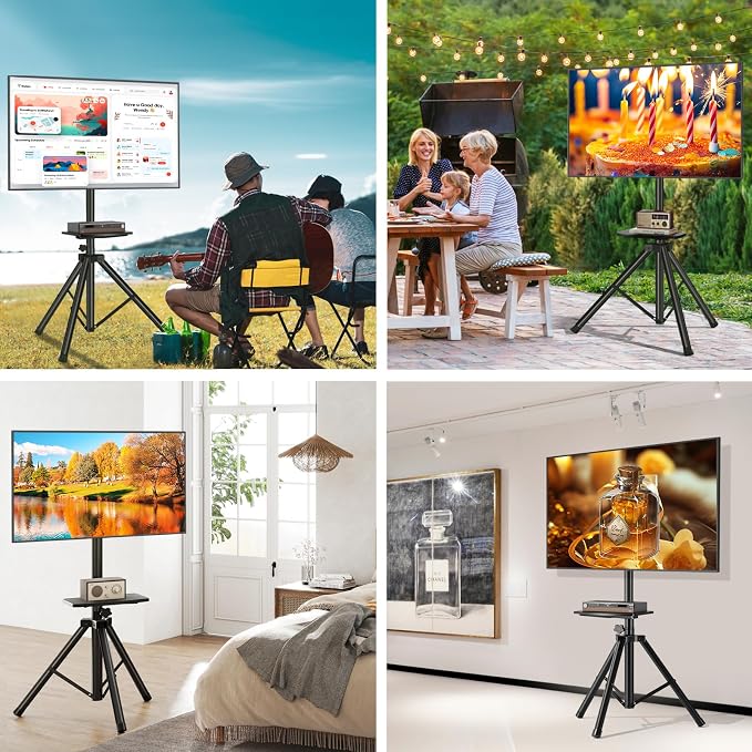 Tripod TV Stand with Shelf for 23-75 inch TVs up to 100 lbs, Outdoor TV Stand - Image 6
