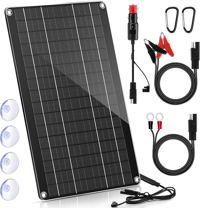 Saillong 10W 12V Solar Car Battery Charger Maintainer, Waterproof Solar Panel by Saillong