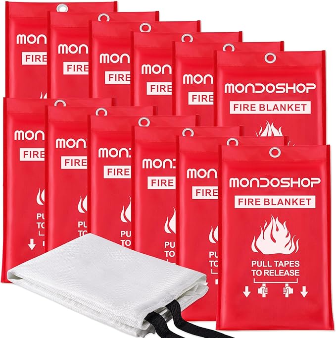 Mondoshop Fire Blanket for Home Kitchen Camping 12 Pack Emergency Fire Blanket by Mondoshop