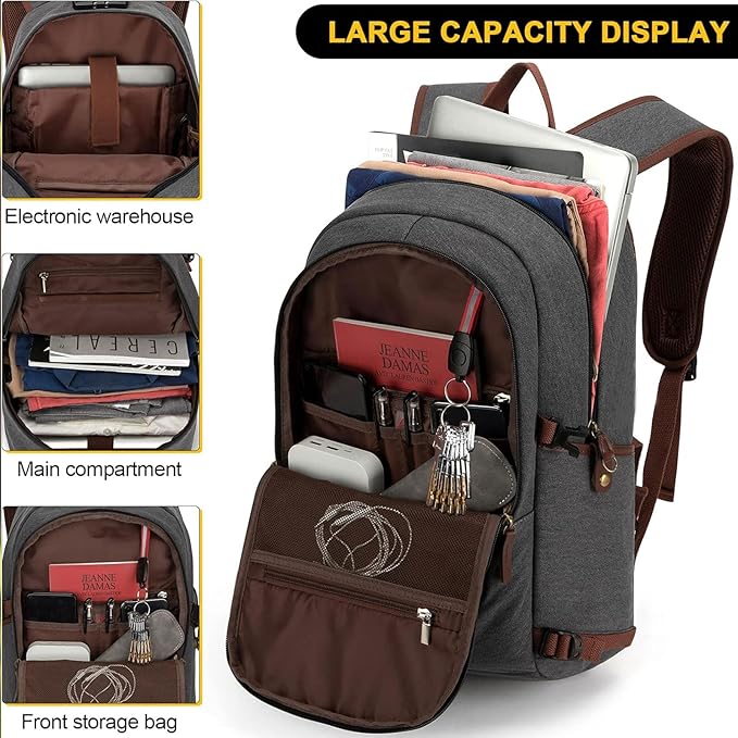 Tzowla Canvas Laptop Backpack-Anti Theft Bag - Image 4
