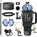 9PCS Black for Stanley Cup Accessories Set Bling Initials Bow Charms for by Unknown