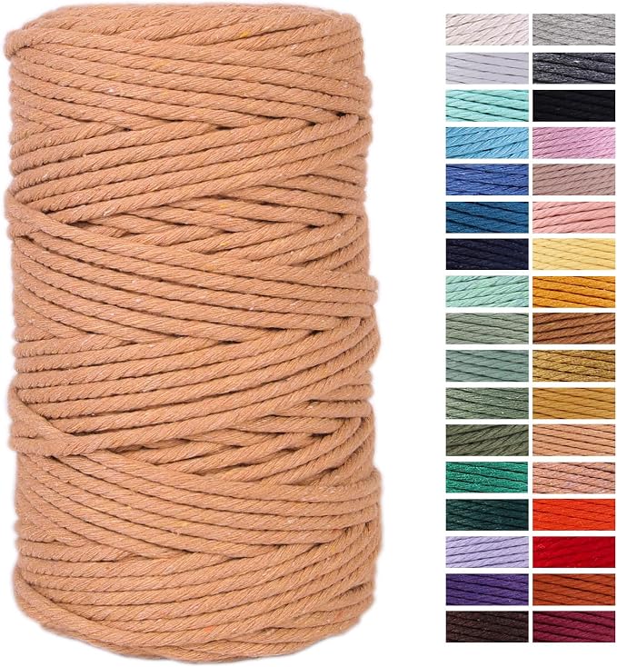 Coffee Macrame Cord 4mm x 109Yards, Colored Cotton Rope Craft Cord Colorful by AestheticDesignforYou