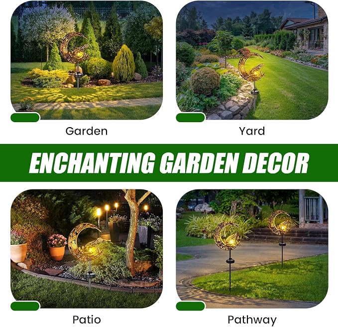 VIHOSE Solar Frog Outdoor Lights Waterproof Moon Garden Stake Lights Warm White - Image 5