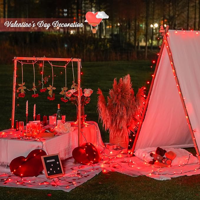 JMEXSUSS 200 LED Red String Lights Indoor Outdoor, 66ft Connectable LED Red - Image 4