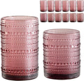 ZMOWIPDL Vintage Glassware Drinking Glasses Set of 12, Embossed Water Tumbler by ZMOWIPDL