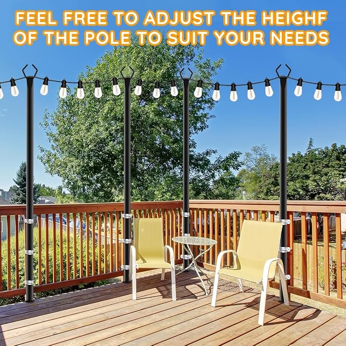 AHRLHR 6 Pack String Light Poles, Outdoor String Light Pole 10 ft Forked Metal - Image 4