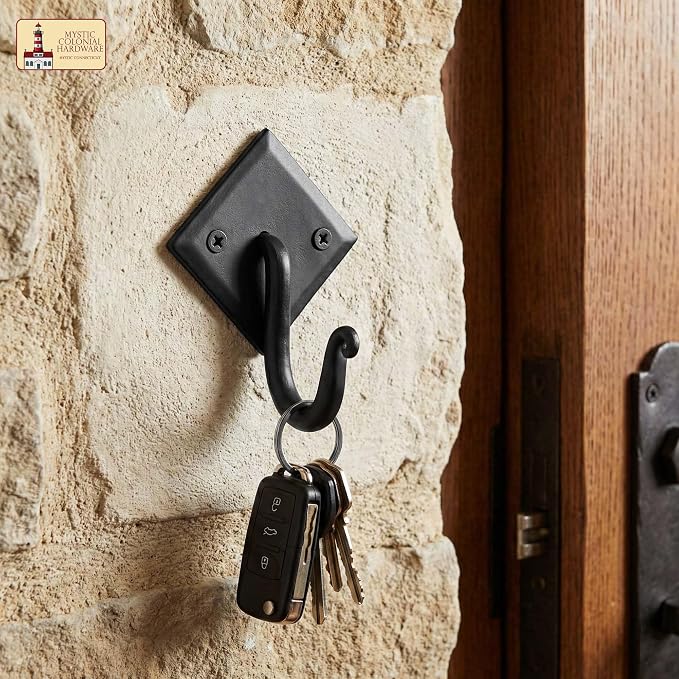 Mystic Colonial Rustic Cast Iron Wall Hooks, 3.6" Heavy Duty Coat Hooks - Image 4