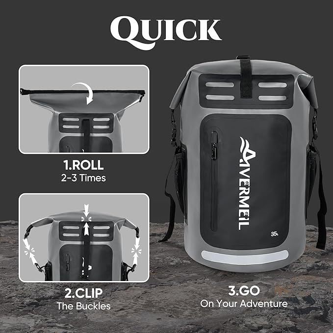Waterproof Dry Bag with Waterproof Phone Case Grey - Image 5