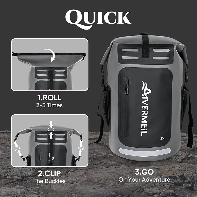 Waterproof Dry Bag with Waterproof Phone Case and small waterproof Bag Grey - Image 5