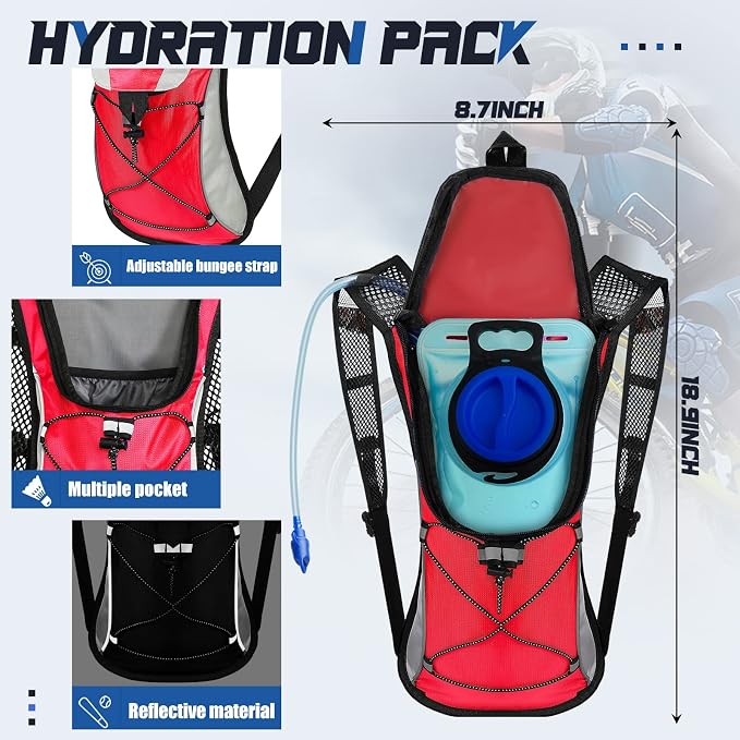 3 Pack Hydration Backpack with 2l Water Bladder, Hydration Pack with Bladder - Image 3