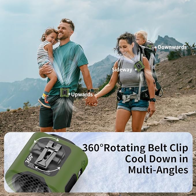 Socool 14500mAh Portable Waist Fan Clip on Belt 360 Rotation Wearable - Image 5