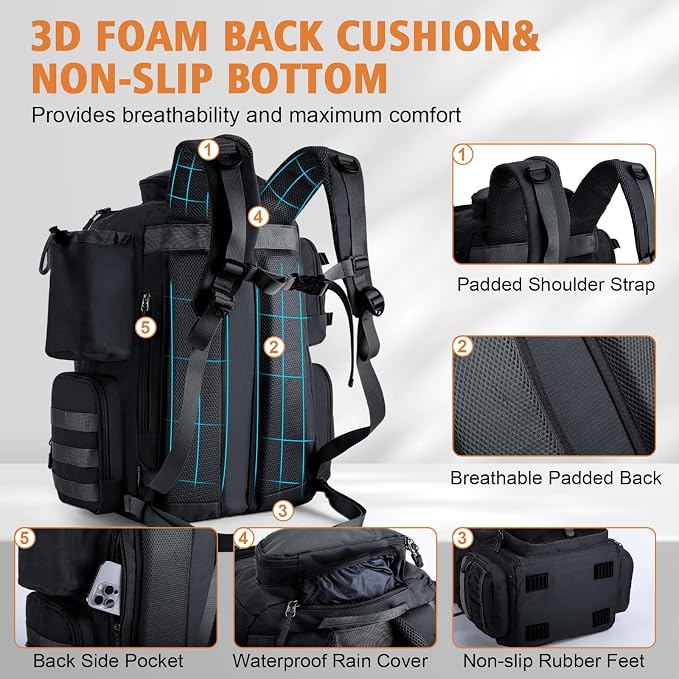 Goture Fishing Backpack, 900D Water-Resistant Tackle Backpack - Image 4