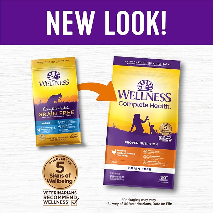 Wellness Complete Health Adult Dry Cat Food, Grain Free Kibble, Chicken Recipe - Image 3