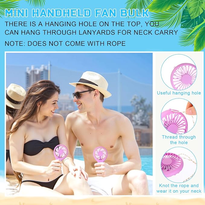 Woanger 12 Pcs Mini Handheld Fan Bulk 3 Speed USB Electric Battery Operated - Image 5