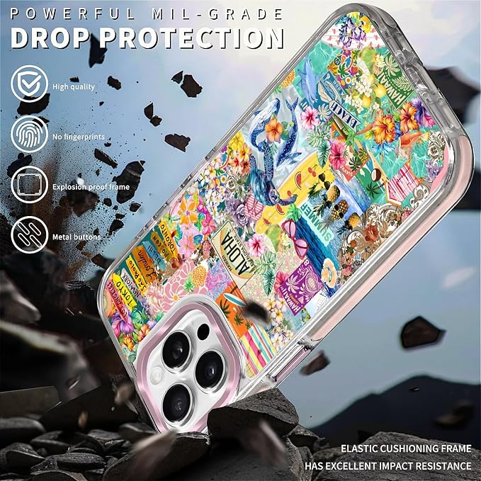 Case for iPhone 15 Pro Max, Hawaii Aloha Cover Coastal Beach Collage Phone Case - Image 5